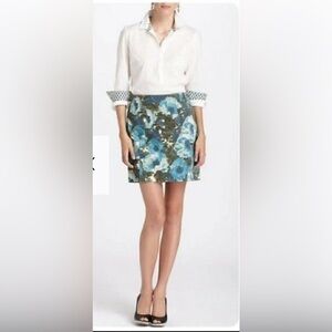 Anthropologie Postmark Calabria Blue Watercolor Floral Corduroy Size 10 EUC